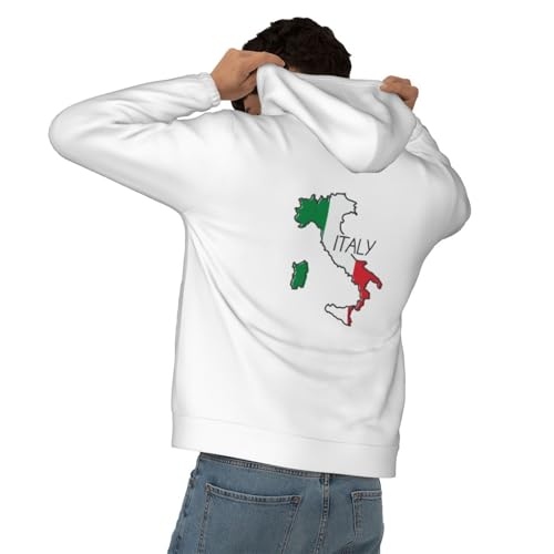 Italia Flag Map Italian Hoodies With Pockets Hooded Sweatshirts Casual Drawstring Hoody Pullover For Mens4