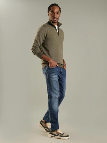 Image of Texture Regular Fit Cotton Sweater