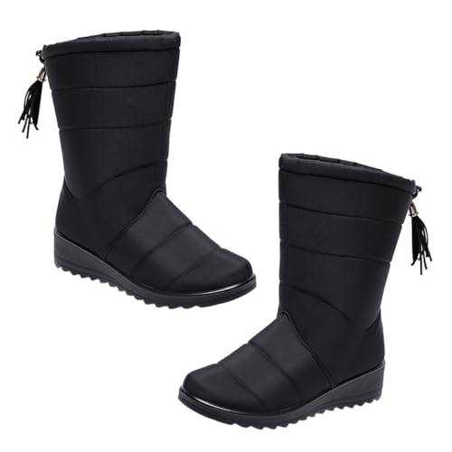 Chaussures de neige pour femme bottes d'hiver montantes BESTonZON doublées polaire