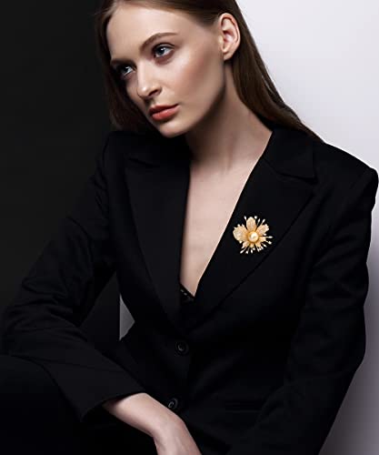 Yysuniee Brooch Pins For Women Fashion, Brass Gold Plated Cubic Zirconia Flower Bouquet Pins And Brooches Jewelry (Lotus) #TOP1