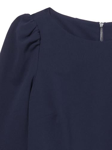 Image of Calvin Klein Women's 3 /4 Sleeve Puff Shoulder Knee Length Crepe Sheath Dress