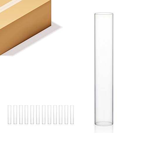 WGVI Hurricane Candle Holder Sleeve, Wide 2", Height 12", Clear Glass Cylinder Candleholder, Chimney Tube, Open Ended Candle Shade, 12 Pieces Bulk