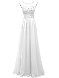 Beyonddress Damen Abendkleider Lange Elegant Brautjungfernkleider Appliques Cocktailkleider(Weiß,50)