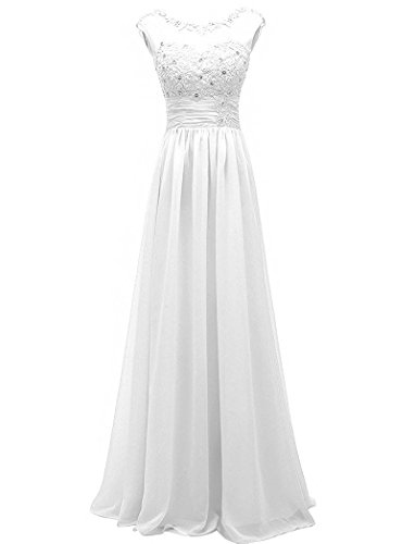 Preisvergleich Produktbild Carnivalprom Damen Chiffon Abendkleider Lange Elegant Brautjungfernkleider Appliques Cocktailkleider(Weiß,36)