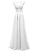 Produktbild Carnivalprom Damen Chiffon Abendkleider Lange Elegant Brautjungfernkleider Appliques Cocktailkleider(Weiß,36)
