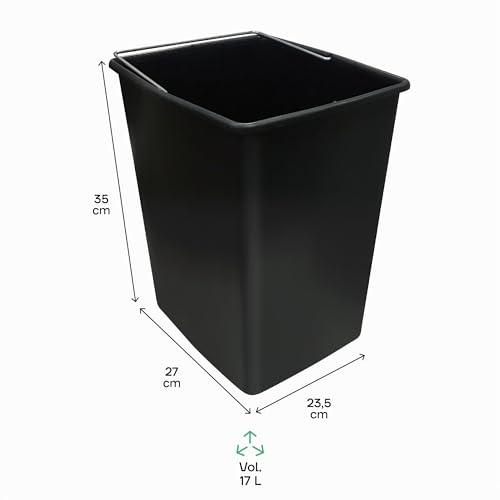 Miniatura 2 de Arregui Cbz00422 Cubo De Plástico De Repuesto Para Cubos De Basura Y Reciclaje 17 L Con Asa Metálica Compatible Con Los Modelos Basic, Top, Round, Ecoclas Y Ecoclas Plus Negro