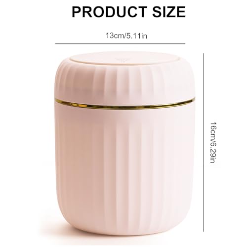 Bailtouk Tischmülleimer mit Deckel, 2L Mini Mülleimer mit Aufpoppen, Plastik Tischabfalleimer Klein Mülltonne für Schreibtisch, Küche, Büro, Schlafzimmer (Rosa, 13×13×16cm)