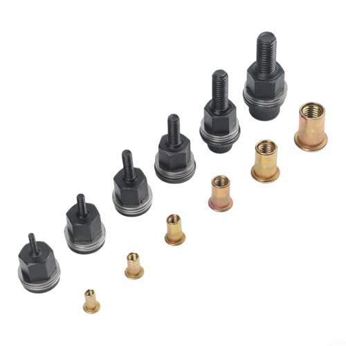 Zeroupshop 6 cabezales de mandril de tuerca de remache manual, puntas de repuesto de acero al carbono, para remache manual M3-M10, piezas de repuesto para montaje de muebles de aviación automática