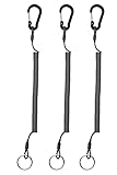 Lix&Rix Retractable Safety Fishing Tools Coiled Lanyard with Stainless Steel Clip,3pcs