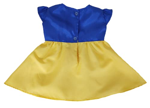 Vestido + Calcinha de Princesas Para Bebê Reborn Roupas de Bonecas Amarelo e Azul
