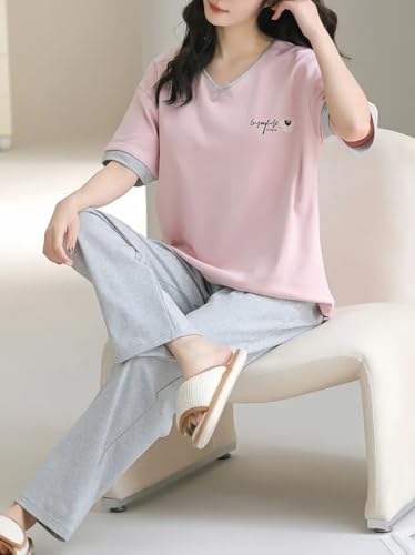 Image of Louis Luxe Womens Korean Night Dress || Full Pyjama Set || Korean Nightsuit ||Women Nightwear ||Round Neck Full Sleeve Nightsuit || Loungewear || Everyday Nightdress (ND-12)