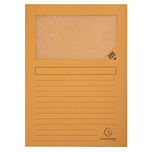 EXACOMPTA Paquet 100 chemises à fenêtre FOREVER Orange