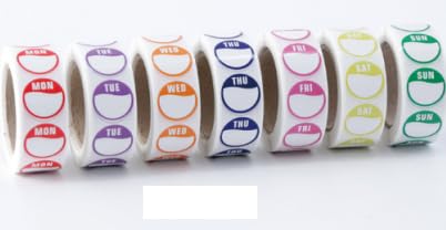 Deepton 7 Colors Days of The Week Labels, 3500 Food Labels Stickers, Food Labels, Circular Date Labels for Food, Full Week Day Dots, Day Dots Food Labels for Kitchen, Restaurants(500 Labels per Roll)