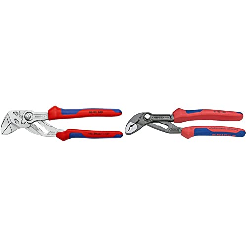 KNIPEX Tools - Pliers Wrench, Chrome, Multi-Component (8605180), 7-1/4 inches & Knipex 8702180 7 1/4-Inch Cobra Pliers - Comfort Grip
