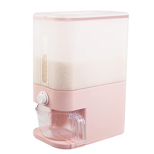 Rubtlamp 25Lbs Pink Rice Dispenser,Clear Rice Container Storage With Lid,Rice Holder Dispenser With Measuring Cup,Sealed Moisture Proof Rice Bucket,Flour Cereal Container,Food Container For Kitchen #TOP12
