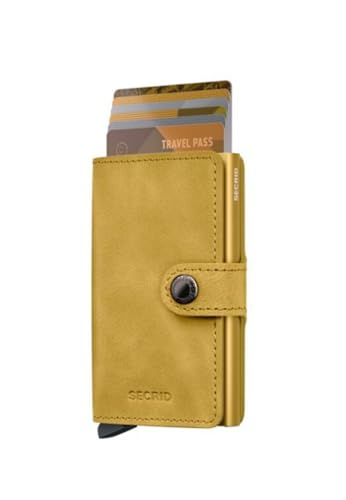 Image of SECRID - Men Mini Wallet Genuine Vintage Leather RFID Safe Card Case for max 10 cards (Yellow)