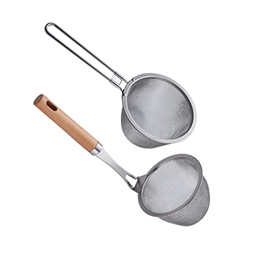 TOPBATHY Nudelsieb 2 Stück Edelstahl-Sieb Matcha-Sieb Metallsieb Bratkorb Feines Drahtgeflecht Sieb Nudelkesselkorb Nudelskimmer Filterung Schöpfkelle Filterlöffel Lebensmittelsiebe Sieb