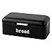 Bread Box for Kitchen Counter - Stainless Steel Bread Bin Storage Container For Loaves, Pastries, and More - Retro/Vintage Inspired Design, Matte Black, 16.75 x 9 x 6.5 inches