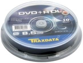 TRAXDATA RITEK DYE DVD+R DUAL LAYER 8.5GB 10 PACK 10pcs Cake Tub, Traxdata 906753ITRA003, 8.5GB DVD+R DL 8x, Dual Layer Branded Media, 240min