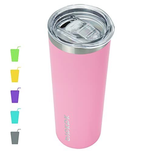 BJPKPK Skinny Insulated Tumbler, 20oz/600ml Stainless Steel Reusable Slim Travel Coffee Cup with Lid, Light Pink by BJPKPK - Used condition - US$9.22