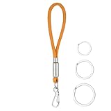 Llavero con correa, llavero de paracord para hombres, correa de cordón de paracord de alto rendimiento, soporte para insignias, hebilla de cierre de clip, 3 llaveros para el aire libre, naranja, Siehe