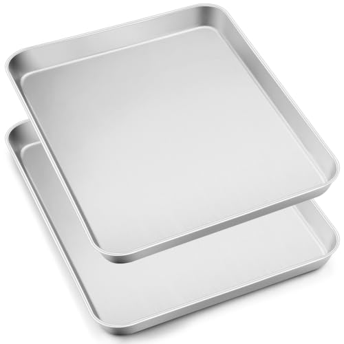 Leonyo Non-Toxic 16x12IN Stainless Steel Baking Jelly Roll Pans, 2Pack