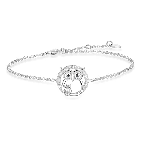 Pulsera de búho de plata de ley 925 ajustable YZSFMZGE Cover