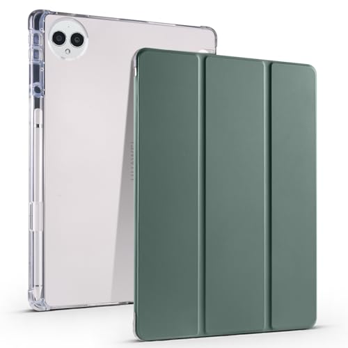 Smart Case Compatible with Huawei Matepad Pro 12.2" (2024),Case with Auto Wake/SleepTPU Slim Cover w/Pencil Holder Shockproof Cover with Clear Back Shell(Dark Green)