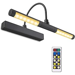 HONWELL-Luz LED Inalámbrica a Batería con Control Remoto, Cabezal de Luz Giratorio de 13 Pulgadas con 3 Modos de Iluminación, Regulable Marco Luces Lámpara de Pared para Pintar,Espejo, Color Negro