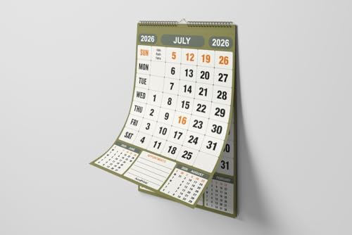 Image of AccuPrints Wall Calendar 2026 Planner-Size (14 x 20) inch For Office Home Table New Year Hanging Kids (35.5 x 50) cm- (14 x 20 Green)