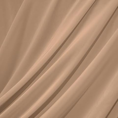 Horbaunal 4-Way Stretch Mesh Fabric by The Yard, Dark Nude 1 Yard Nylon Power Mesh Sheer Fabric for Dancewear Activewear Sportwear Sewing, 88% Nylon & 12% Spandex, 60" Wide Cover