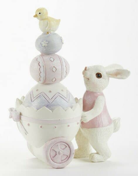 White-Bunny-Egg-Cart-Easter-Spring-Chick-Figurine-57-Resin-Collectible-for-Kitchen-Farm-Holiday-Home-Decor White Bunny Egg Cart Easter Spring Chick Figurine 57 Resin Collectible for Kitchen Farm Holiday Home Decor