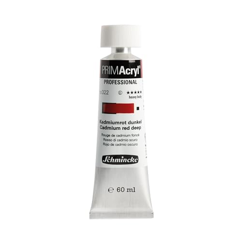 Schmincke - PRIMAcryl® Professional feinste brillante Acrylfarbe, Kadmiumrot dunkel, 60 ml Tube, 13 322 011, Premiumacrylfarbe, Acrylmalerei, Profi-Qualität