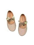 toothless Kids Girls Glitter Ballet Flats | Butterfly Embellished Belly Flats | Comfortable Footwear for Festive Occasions, Weddings & Dressy Events Gold