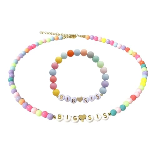 Image of Fuqimanman2020 Big Sister Bracelet Colorful Little Sister Bracelet Letter Beads Bracelet for Sister Jewelry Gift