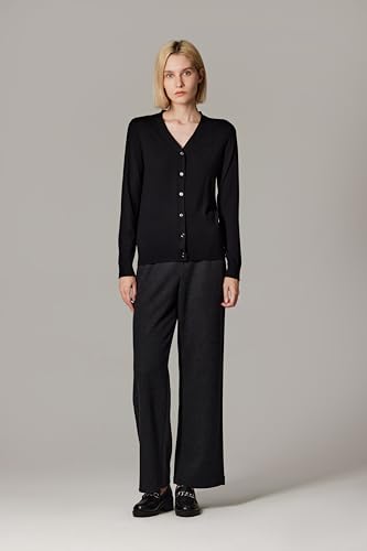 JENNIE LIU Women's 100% Merino Wool V-Neck Cardigan Sweater | Ultra Soft Machine-Washable Sweaters for Women3