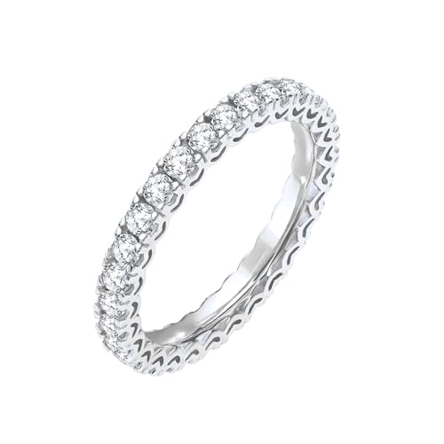 EcoGems LAB GROWN EXPERTS Moissanite Eternity Ring For Women 1.00 Cttw 18K/14k White/Yellow Gold Over Silver (D Color VVS Clarity) Comes With Gift Box