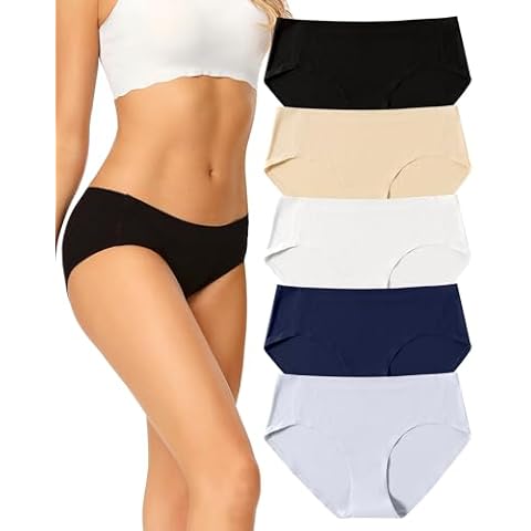 voenxe Womens Seamless Hipster Panties Stretch Breathable No Show Bikini Underwear 5 Pack Cover