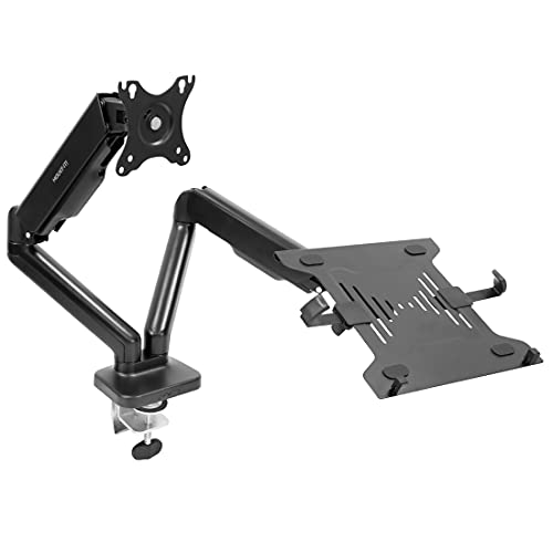 Mount-It! Laptop and Monitor Desk Stand - Full Motion Laptop Arm Stand - Ergonomic Adjustable Monitor Mount - VESA Monitor Desk Mount with Laptop Tray