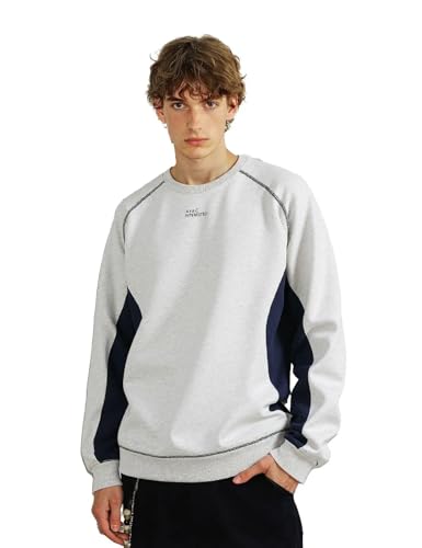 Men's Oversized Color Block Crewneck Sweatshirt Y2k Letter Graphic Long Sleeve Casual Pullover Shirt3