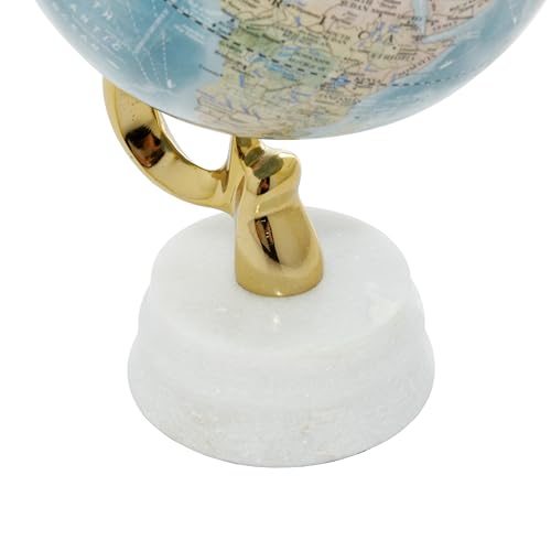 Deco 79 Aluminum Metal World Globe with Marble Base, Desk Globe 6" x 6" x 11", Blue
