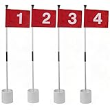 Putting Grüne Flaggen 4-teiliges Set, Doppelseitige Nummerierte Golfflaggen (1–4), Abnehmbarer Flaggenstock mit Lochbecher, 83 cm Höhe, 10,7 cm Becherdurchmesser, Nylon, Rot, Golf Übungszubehör