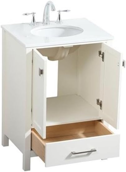 Elegant Decor Irene 24" Zinc Alloy and MDF Single Bathroom Vanity in White