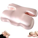 Seitenschläferkissen Anti-Falten, H-Form Schmetterlingskissen mit bezug, Ergonomisches Memory Foam Nackenstützkissen Orthopädisch, Kopfkissen gegen Faltenbildung im Gesicht & Antischnarch, Rosa