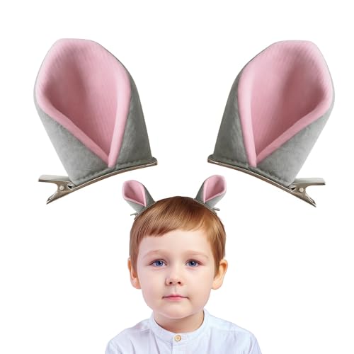 cyberplex Hippo Ears Hair Clips Hippopotamus Ears Child Kid Adult Size Gray and Pink Costume Dress Up Pygmy Hippo Playful Kids Costume Funny Stocking Stuffer Gift Pygmy Hippo