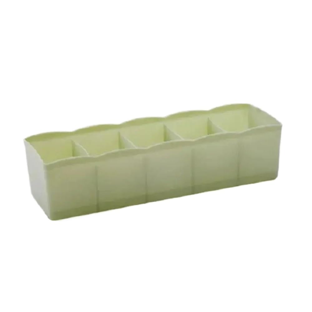 Sunrrafck Green 1Pc 5 Grids Underwear Socks Storage Box Plastic Drawer Closet Organize Sorting Boxs Divider Desk Accessory Household Basket(Green)