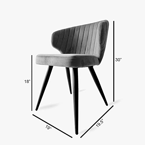 Image of Finch Fox Shree Faux Leather Living Room Dining Chair in Beige Color with Black Powder Coated Metal Legs
