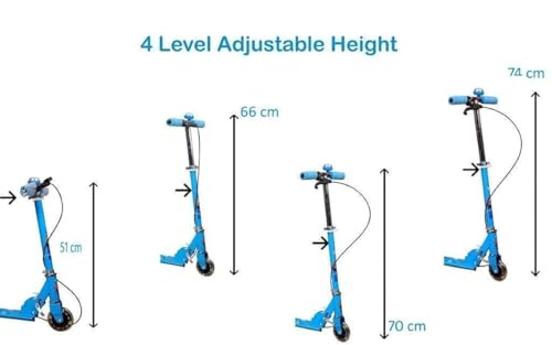 Image of Foldable Kick Skating Cycle LED Wheels | Kids 3 Wheel Kick Scooter with Adjustable Handlebar & Hight, Front Brake, Bell and Printed Deck | Skate Scooter for Kids Age 2-12 Years
