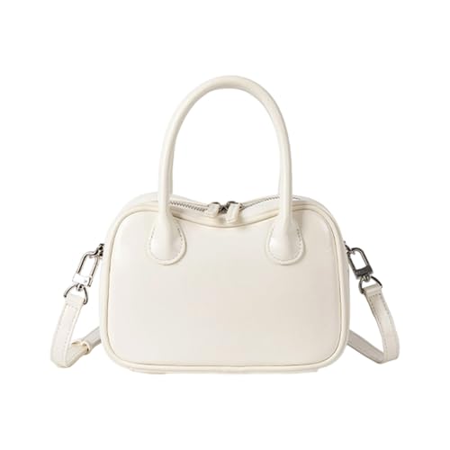 ZIDDAR Bolso de bolos de piel sintética para mujer, elegante bolso cruzado con correa ajustable, para compras y viajes, bolsa cuadrada, beige, One Size