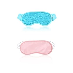1 wiederverwendbare kühlende Augenmaske, heiß oder kalt, für geschwollene Augen, Augenringe, trockene Augen und 1 rosa Farbton